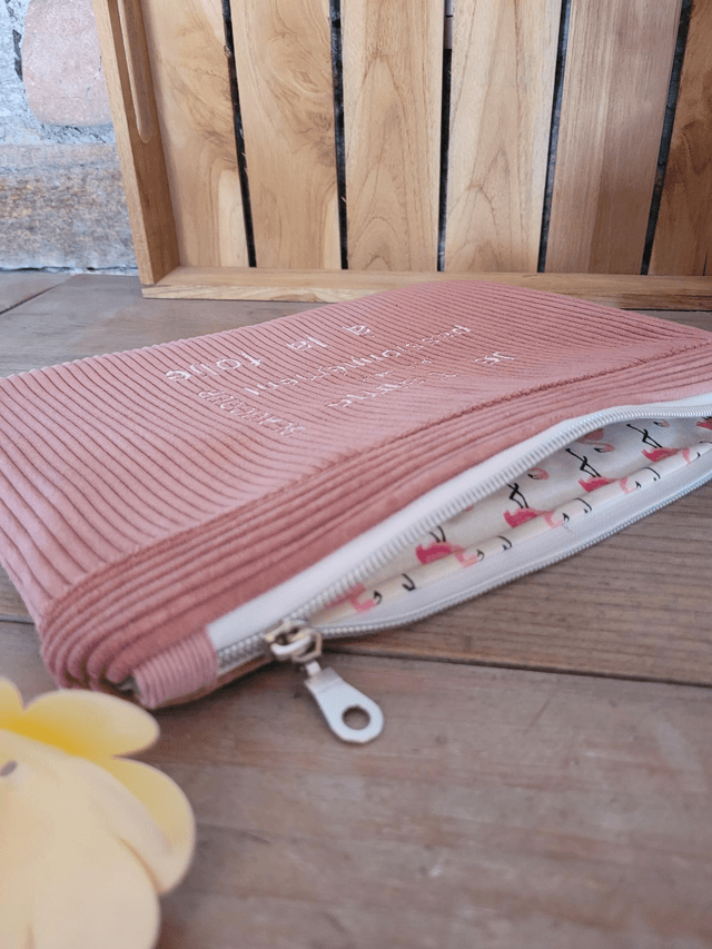 Trousse en velours Rose 