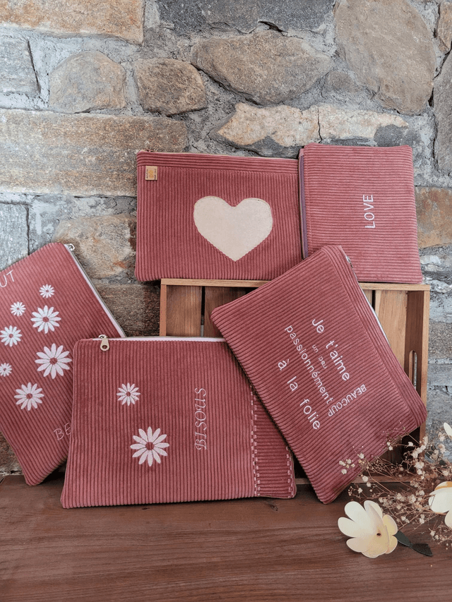 Pochette en velours Rose